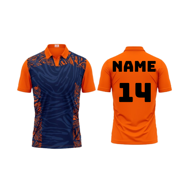 Next Print Polo Neck Printed Jersey Orange Design 32