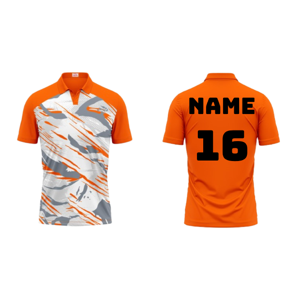 Next Print Polo Neck Printed Jersey Orange Design 28