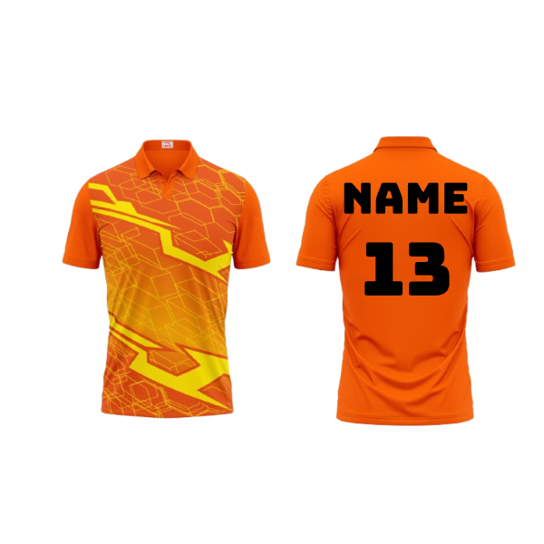 Next Print Polo Neck Printed Jersey Orange Design 29