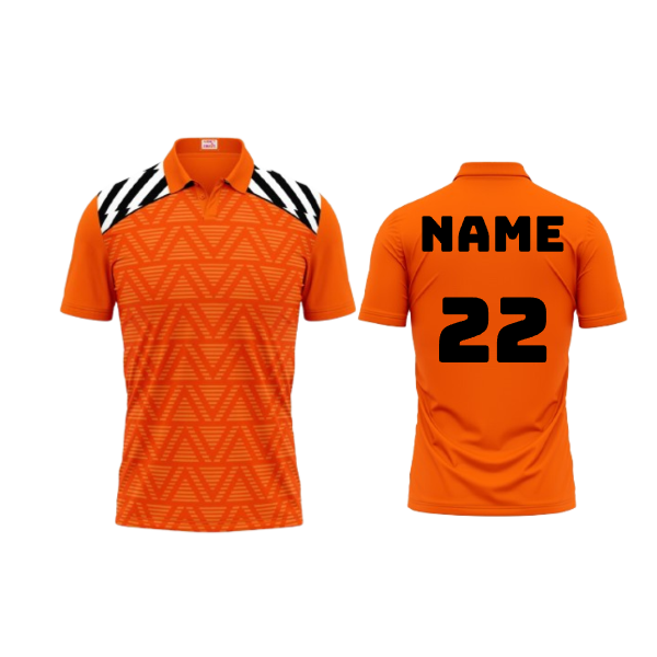 Next Print Polo Neck Printed Jersey Orange Design 25
