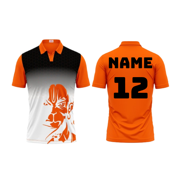 PRINTED ROUND NECK HALF ORANGE
