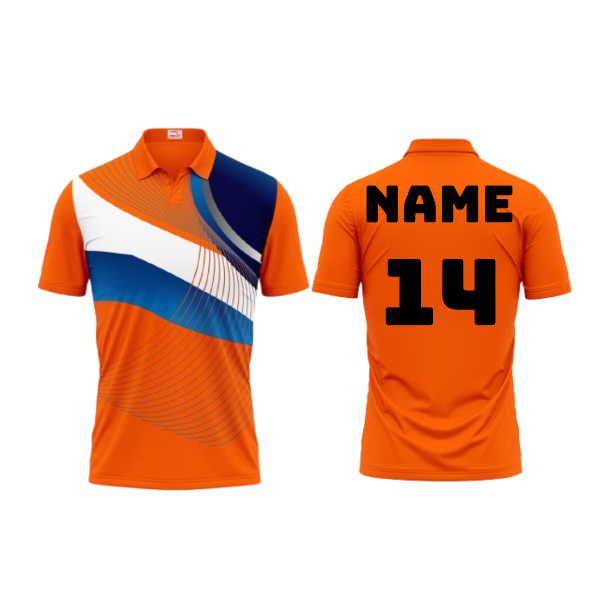 Next Print Polo Neck Printed Jersey Orange Design 12