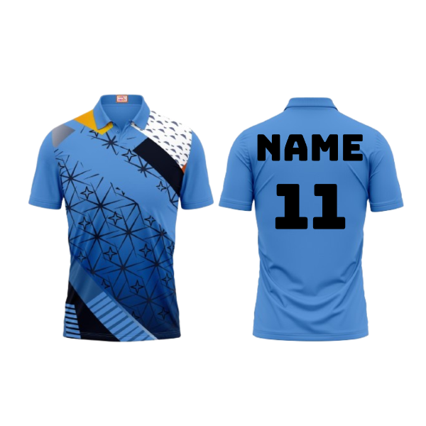 PRINTED POLO NECK SKY BLUE JERSEYS