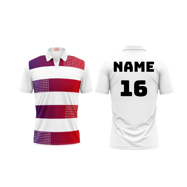 Next Print Customized Polo Neck White Jersey NPTS97