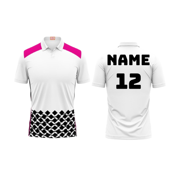 Next Print Customized Polo Neck White Jersey NPTS87