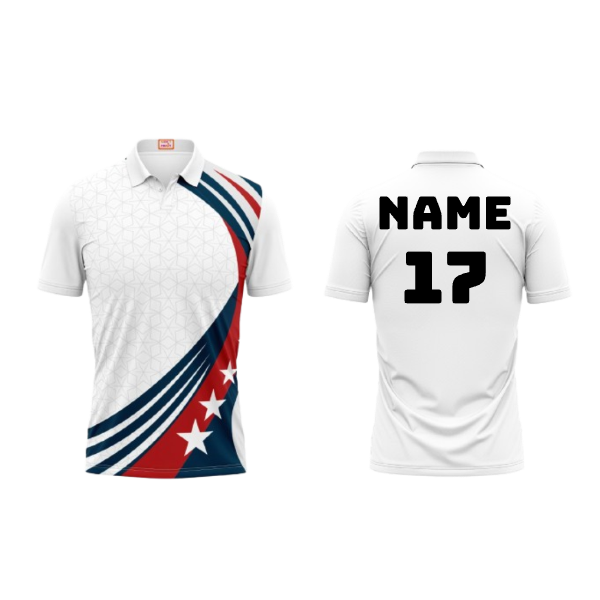 Next Print Customized Polo Neck White Jersey NPTS73