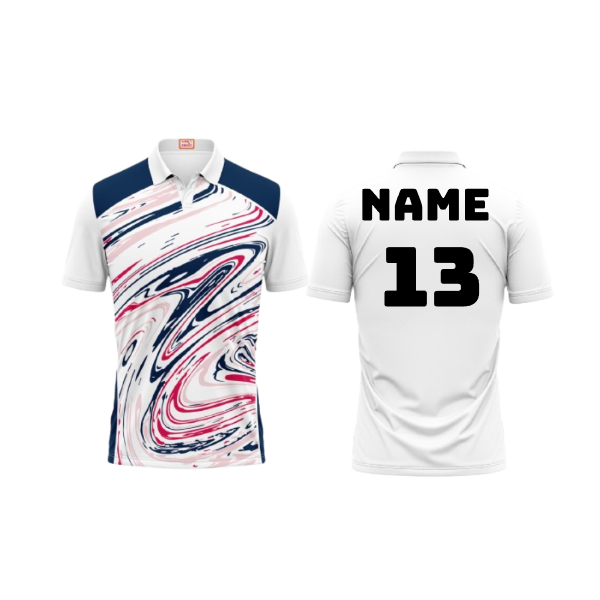 Next Print Customized Polo Neck White Jersey NPTS72