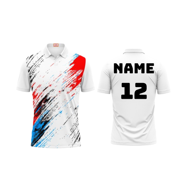 Next Print Customized Polo Neck White Jersey NPTS102