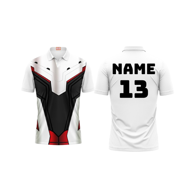 Next Print Customized Polo Neck White Jersey NPTS40