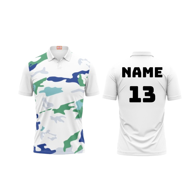 Next Print Customized Polo Neck White Jersey NPTS36