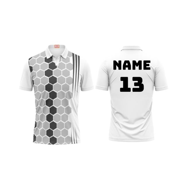 Next Print Customized Polo Neck White Jersey NPTS27