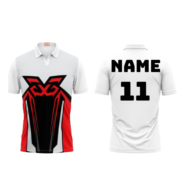 Next Print Customized Polo Neck White Jersey NPTS26
