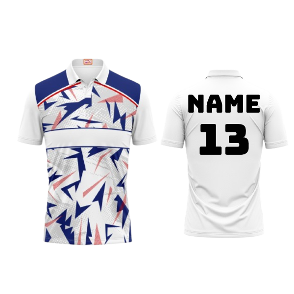 Next Print Customized Polo Neck White Jersey NPTS57