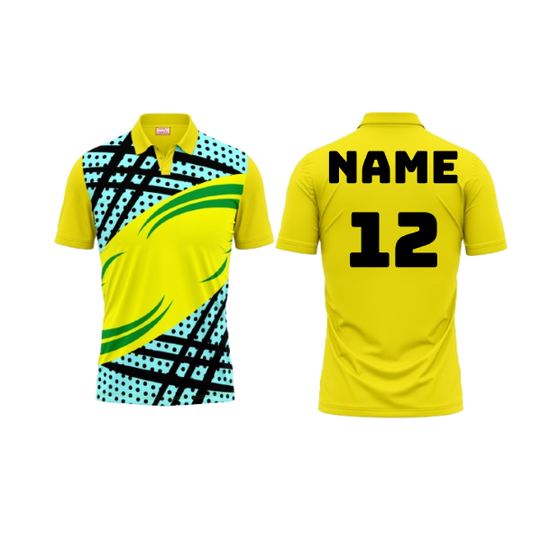 Polo Neck Printed Jersey Yellow NP00127