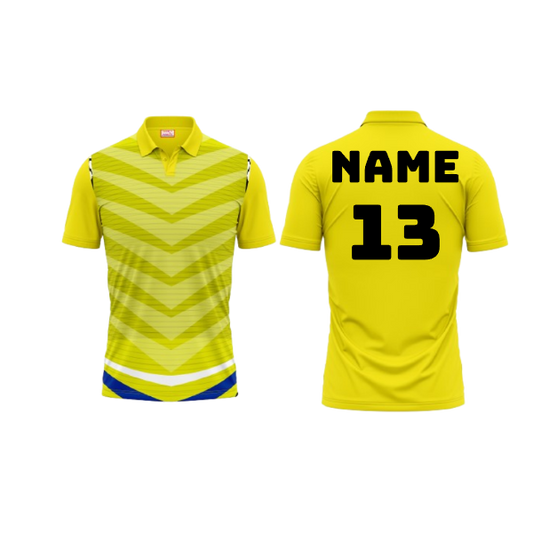 Polo Neck Printed Jersey Yellow NP00123