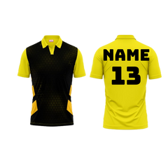 Polo Neck Printed Jersey Yellow NP0067
