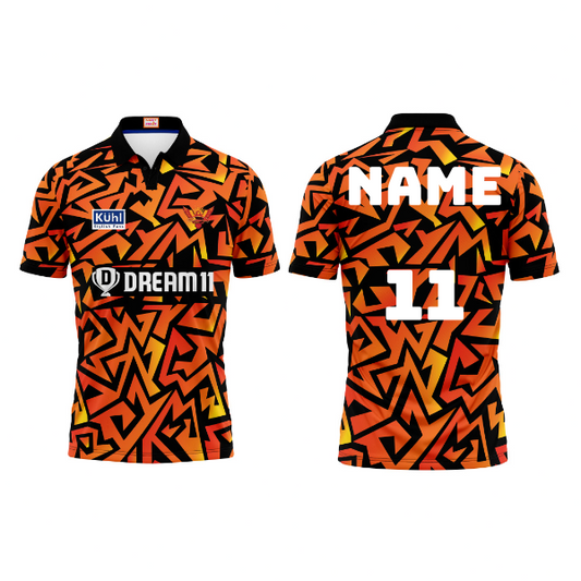 Next Print Customised Ipl Sunrisers Hyderabad Printed Polo Collar Jersey.