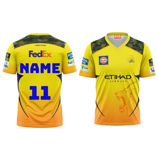 Next Print Customised Ipl Chennai Super Kings V Neck Printed Jersey.