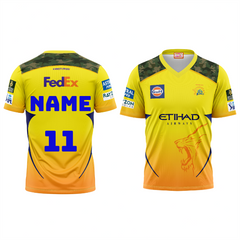 Next Print Customised Ipl Chennai Super Kings V Neck Printed Jersey.