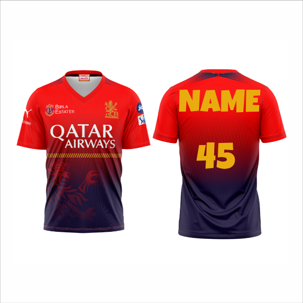 Next Print Customised Ipl Royal Challengers Bengaluru Printed V neck Jersey