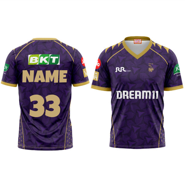 Next Print Customised Ipl Kolkata Knight Riders Printed V Neck Jersey.