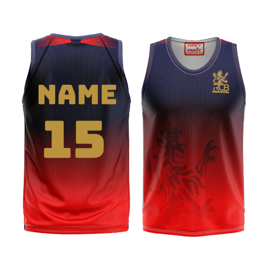 Next Print Customised Ipl Royal Challengers Bengaluru Printed Basketball 2025 Jersey.