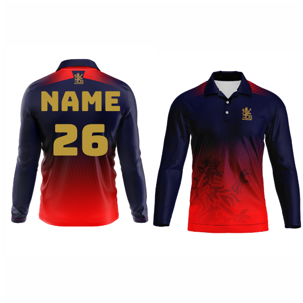 Next Print Customised Ipl Royal Challengers Bengaluru Printed Polo Collar Full Sleeves 2025Jersey