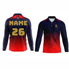 Next Print Customised Ipl Royal Challengers Bengaluru Printed Polo Collar Full Sleeves 2025Jersey