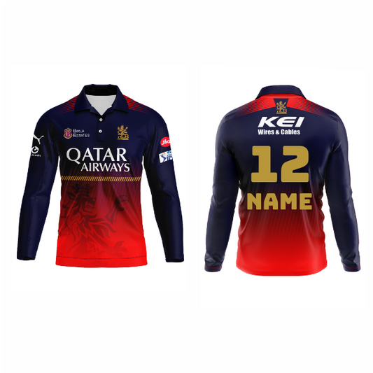 Next Print Customised Ipl Royal Challengers Bengaluru Printed Polo Collar Full Sleeves 2025 Jersey