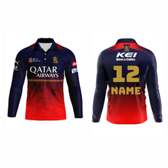 Next Print Customised Ipl Royal Challengers Bengaluru Printed Polo Collar Full Sleeves 2025 Jersey
