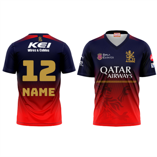 Next Print Customised Ipl Royal Challengers Bengaluru Printed V Neck 2025 Jersey.