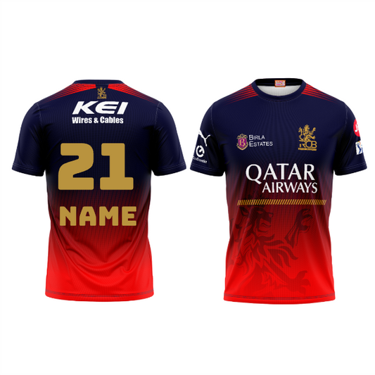 Next Print Customised Ipl Royal Challengers Bengaluru Printed Round Neck 2025 Jersey.