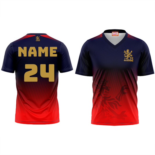 Next Print Customised Ipl Royal Challengers Bengaluru Printed V Neck 2025 Jersey.