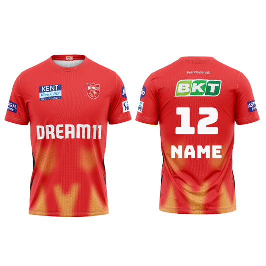 Next Print Customised Ipl Punjab Kings Printed Round Neck Jersey