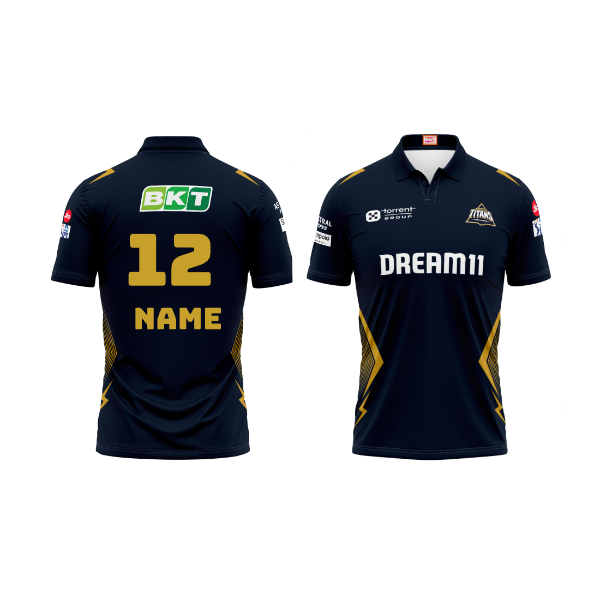 Next Print Customisable  Ipl Gujrat Polo collar  jersey