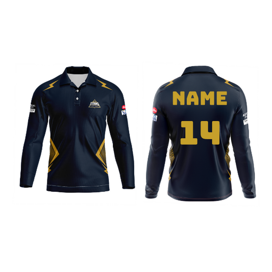 Next Print Customisable  Ipl Gujrat Polo collar full sleeves jersey