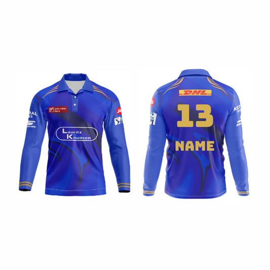 Next Print Customised Mumbai  Jersey Printed Polo Collar Full Sleeves T-Shirt.