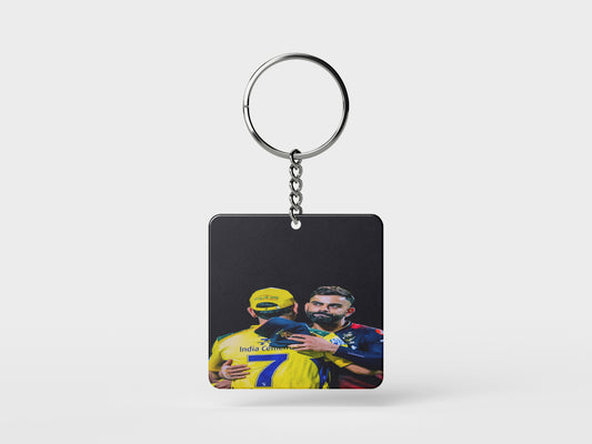 Next Print Ms Dhoni Virat Kohli RCB CSK  Square Keychain