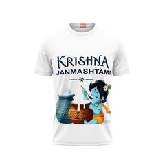 Next Print Krishna janmashtami  Printed Tshirt White Design 6