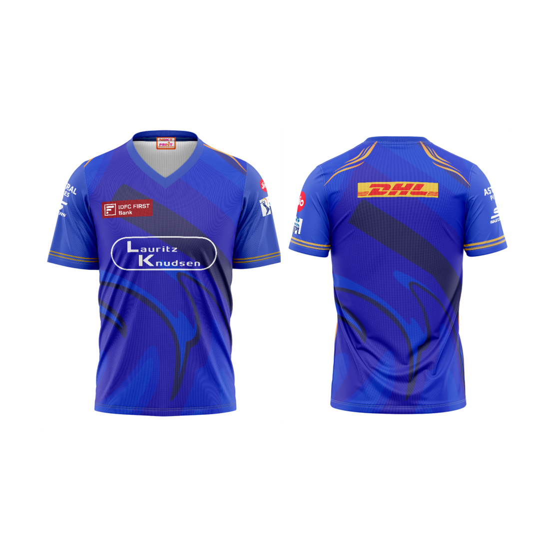 Next Print Mumbai  Jersey Printed V Neck Jersey T-Shirt.