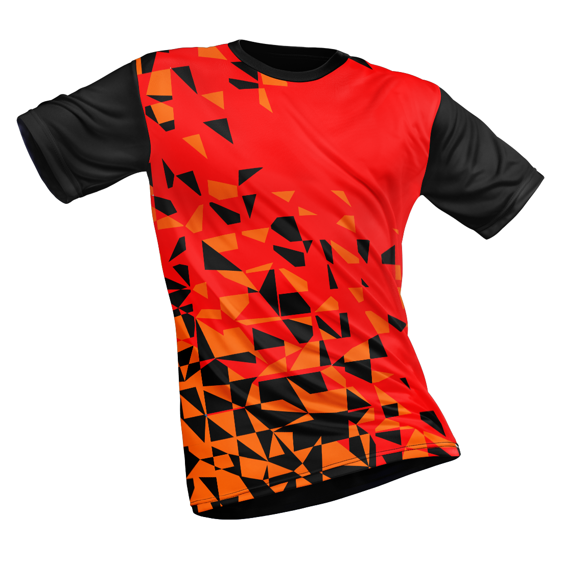 Polyester Half Sleeve Jersey with Round Collar and All Over Digital Print.