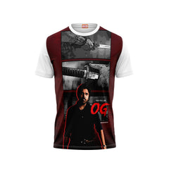 Nextprint pawan kalyan og black white printed tshirt
