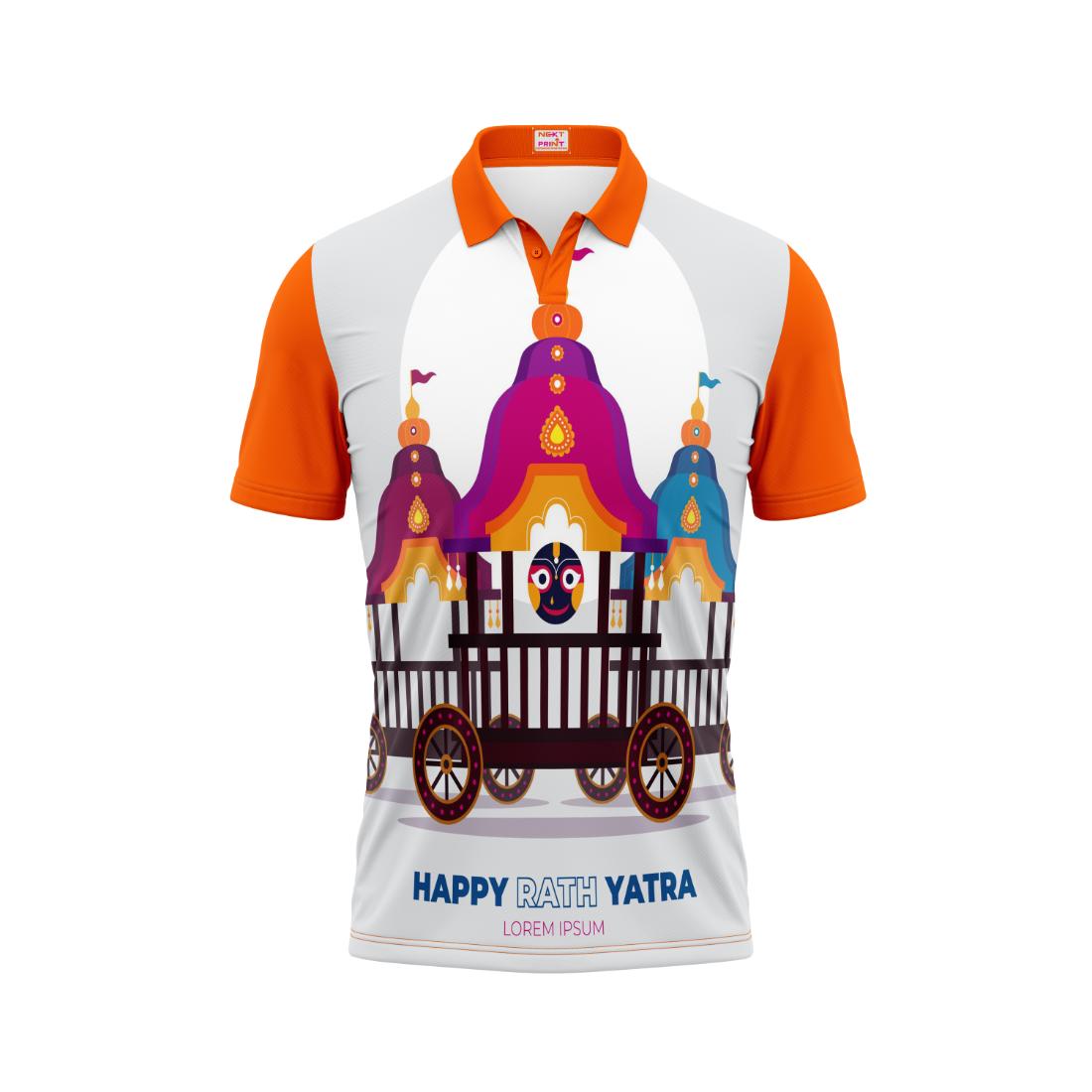 Next Print Puri Jagannath Photoprinted Tshirt Orange Colour Rath Yathra Design 26