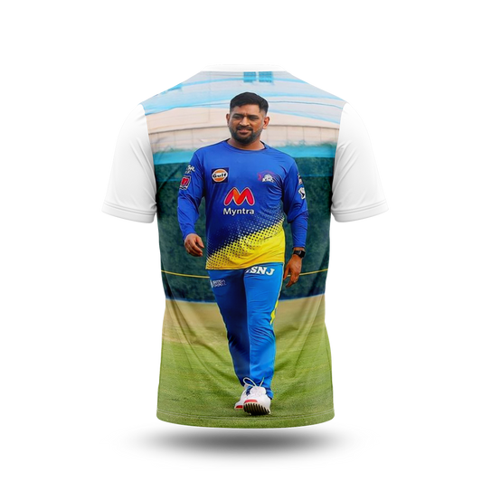 MS Dhoni Photo Printed T-Shirt.
