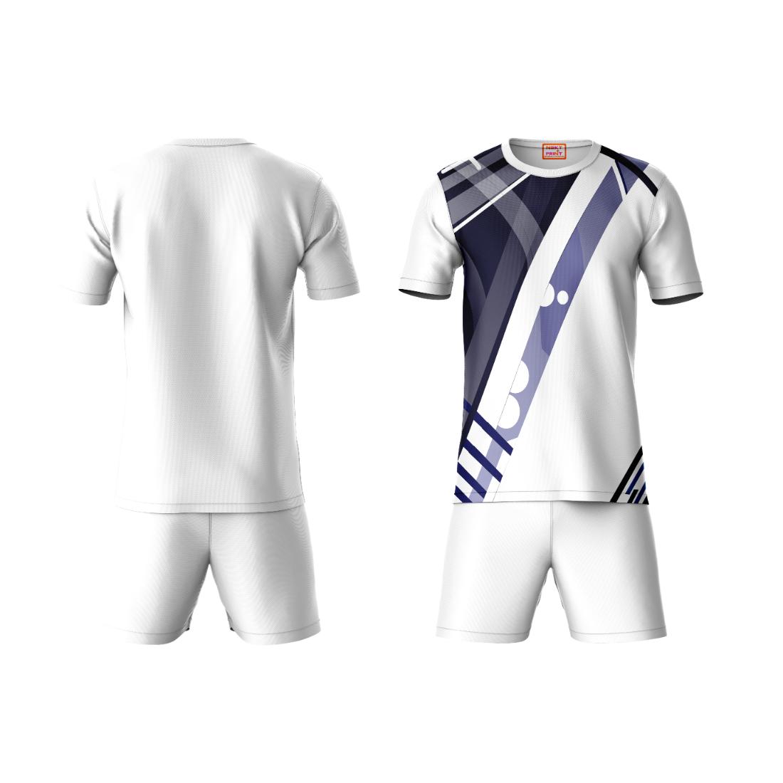 Next Print Round neck jersey white with shorts NPTS121