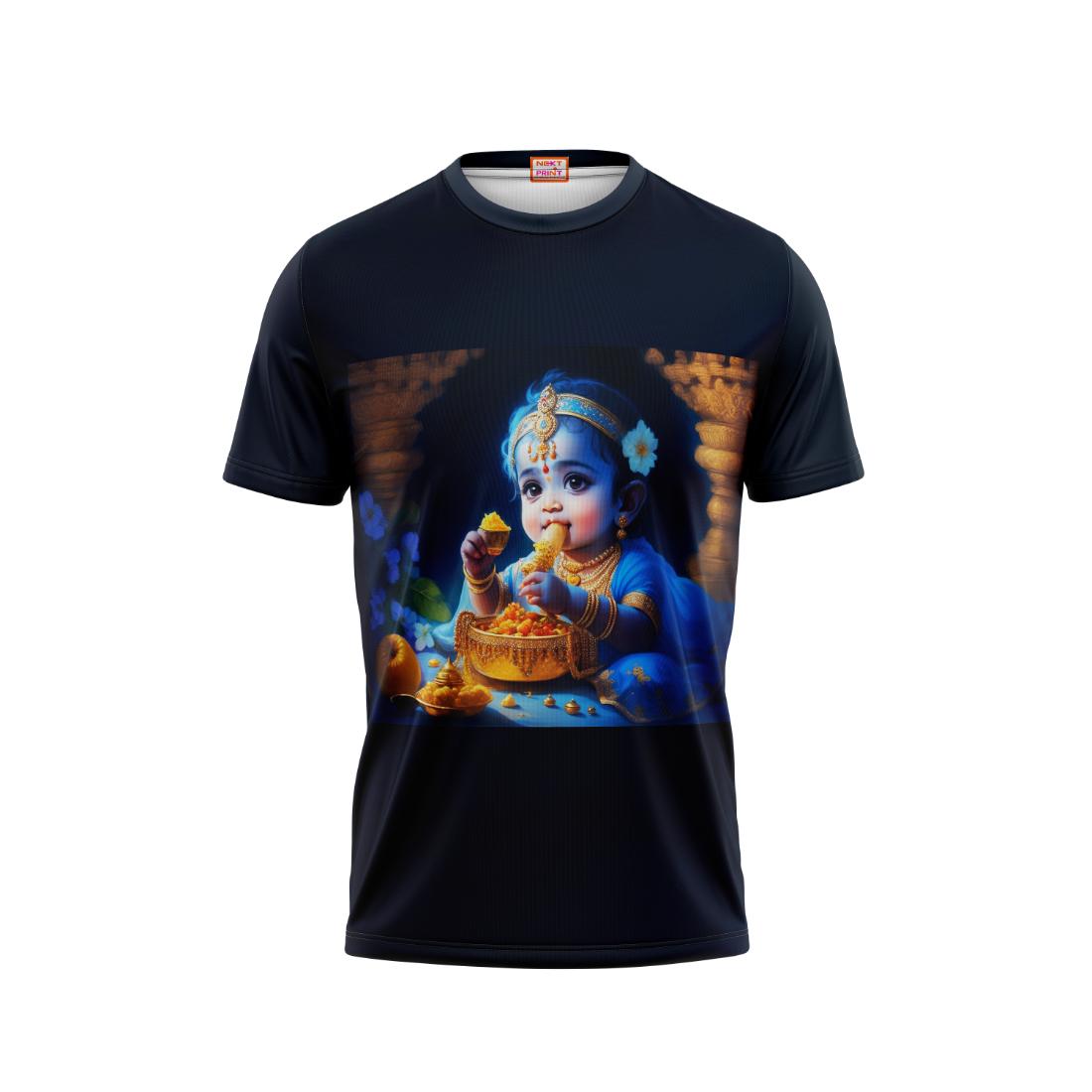 Next Print Krishna janmashtami All Over Printed Tshirt Black