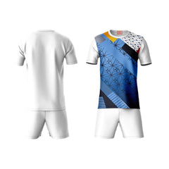 Next Print Round neck jersey white with shorts NPTS123