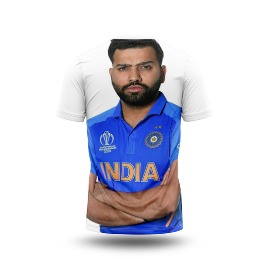 Rohit Sharma Photo Printed T-Shirt.