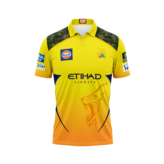 Next Print Customised Ipl Chennai Super Kings Polo Collar Half Sleeves Printed Jersey.