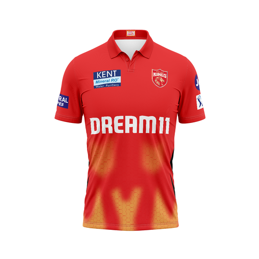 Next Print Customised Ipl Punjab Kings Printed Polo Collar Jersey